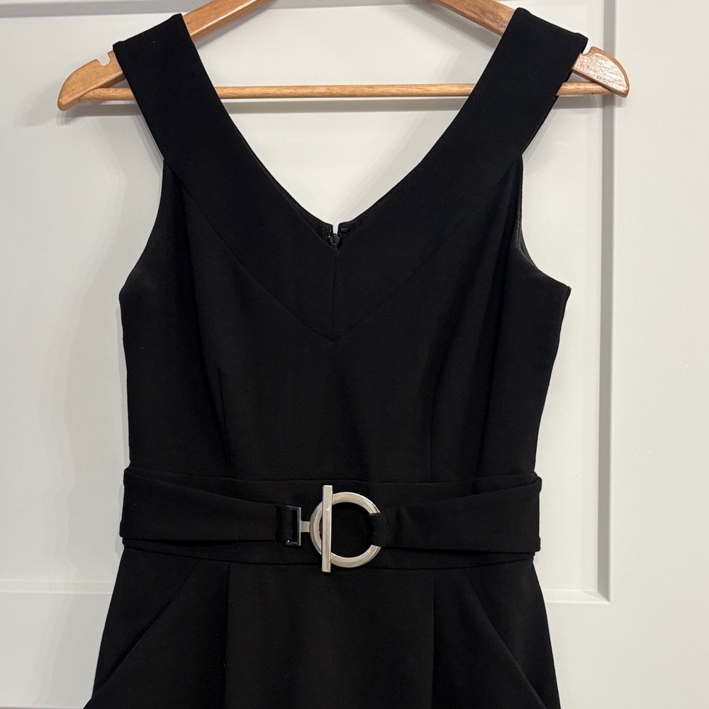 White House Black Market Black Belted Midi Dress